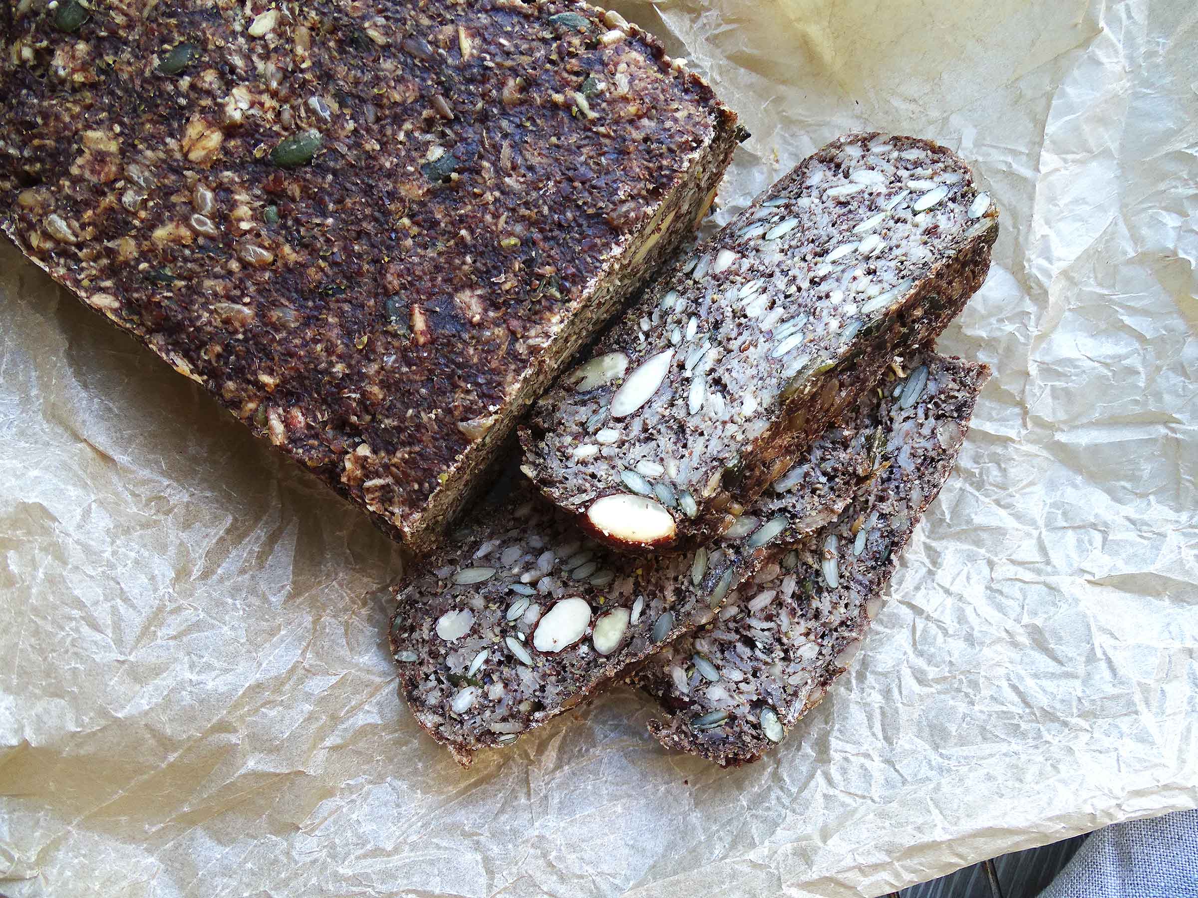 Gluten Free Nut and Seed Bread Sliced