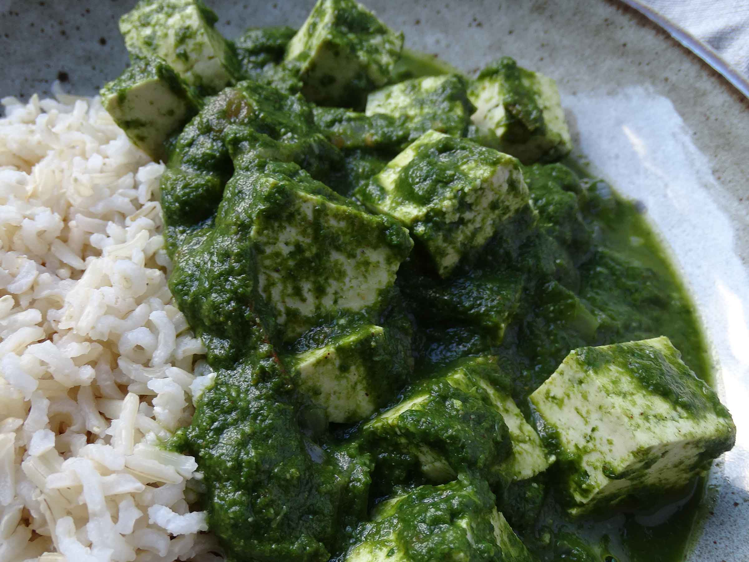 Vegan Spinach Tofu Curry Palak Pa-nearly
