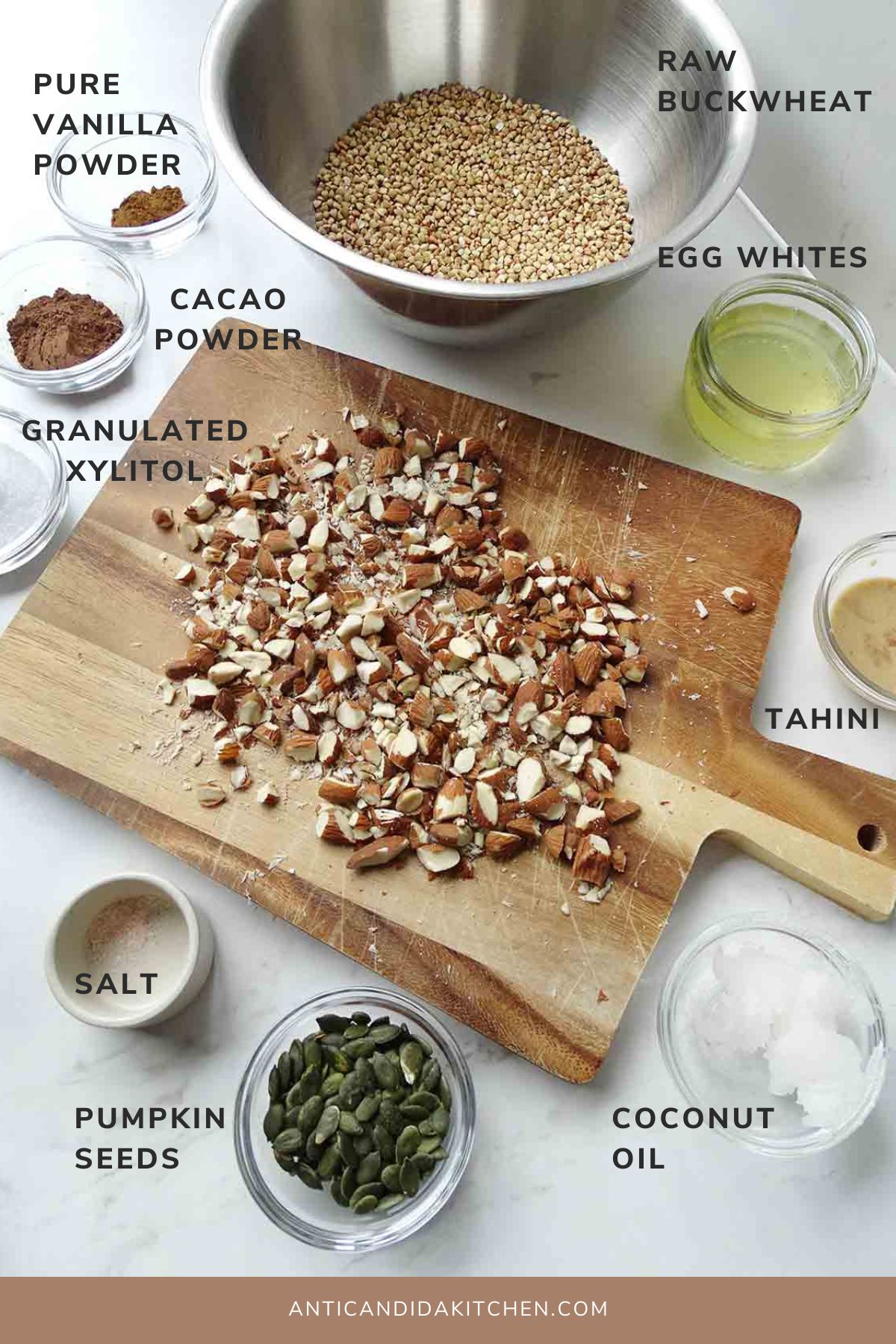 Chocolate and Buckwheat Gluten Free Granola - Ingredients