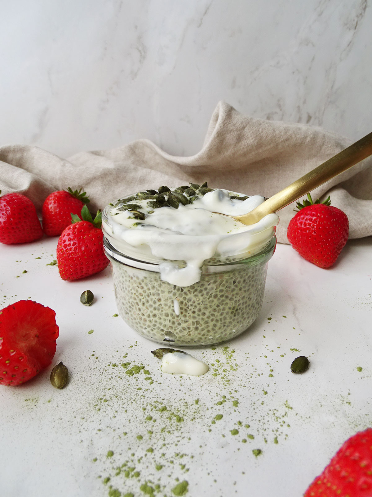 Candida Diet Breakfast - Matcha Chia Seed Pudding
