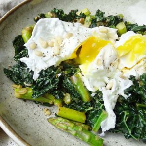 Candida Diet Breakfast - Poached Eggs and Greens