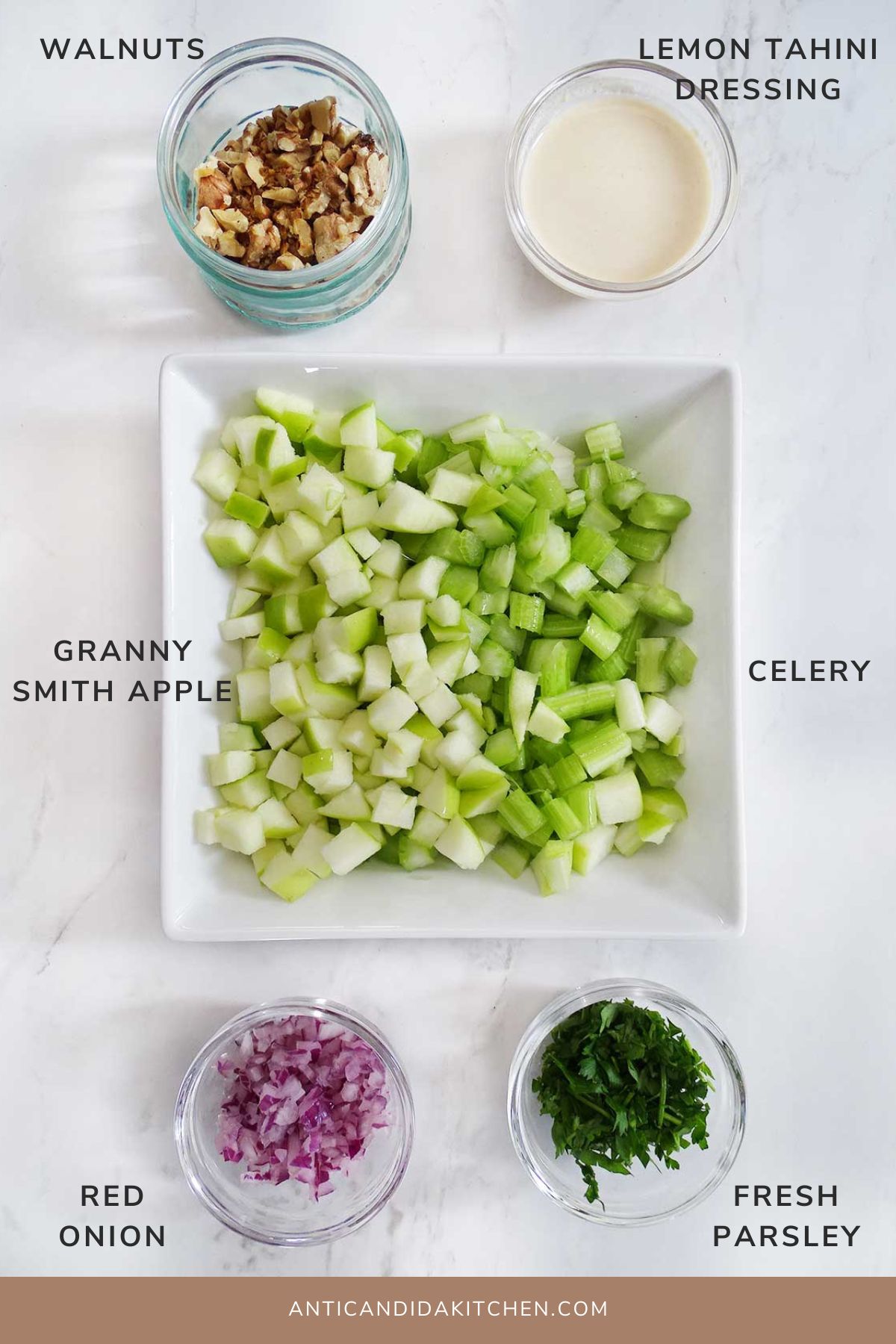 Celery Apple and Walnut Salad Ingredients