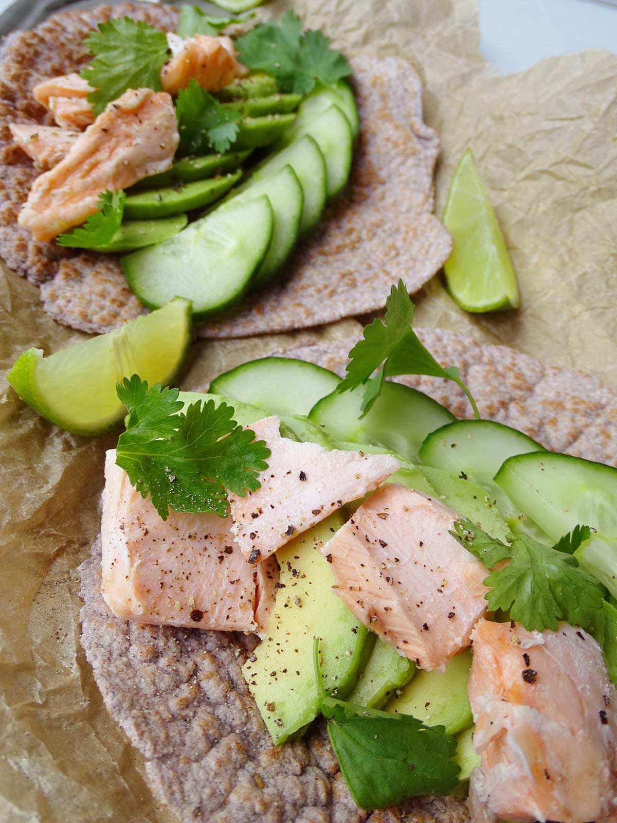 Candida Diet Breakfast - Salmon and Avocado Tacos