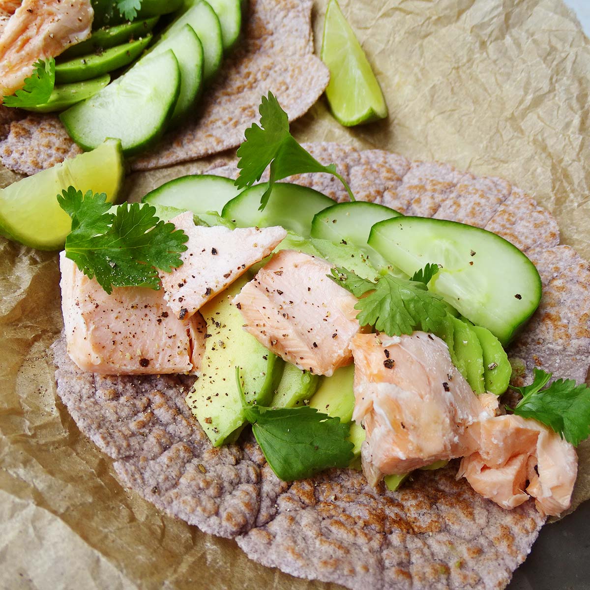 Salmon and Avocado Breakfast Tacos