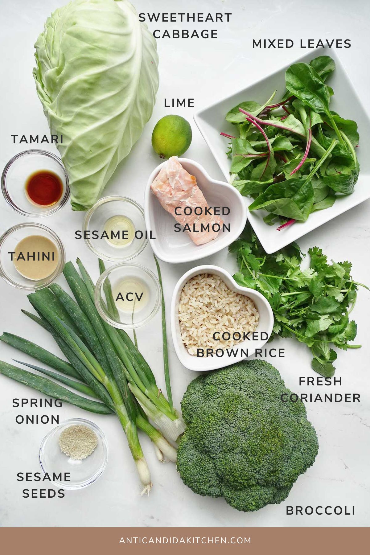 Salmon and Broccoli Buddha Bowl Ingredients
