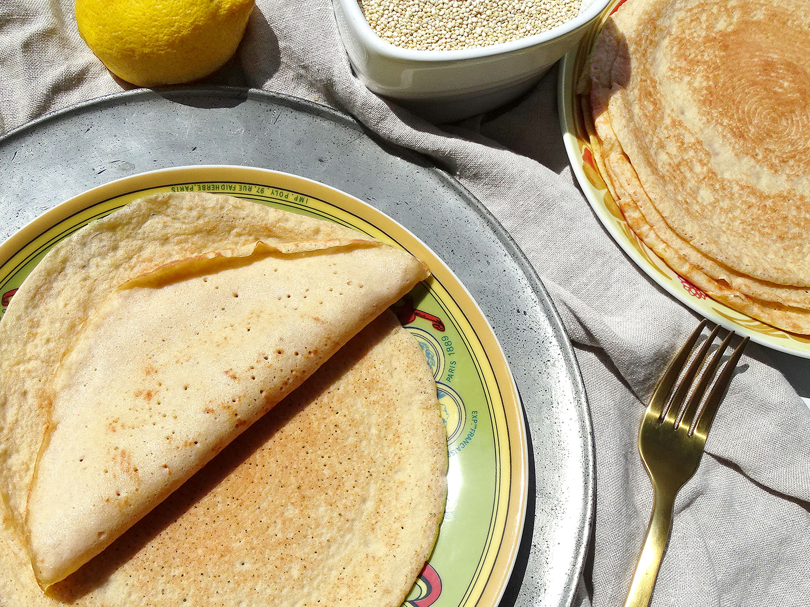 A plate of quinoa crepes