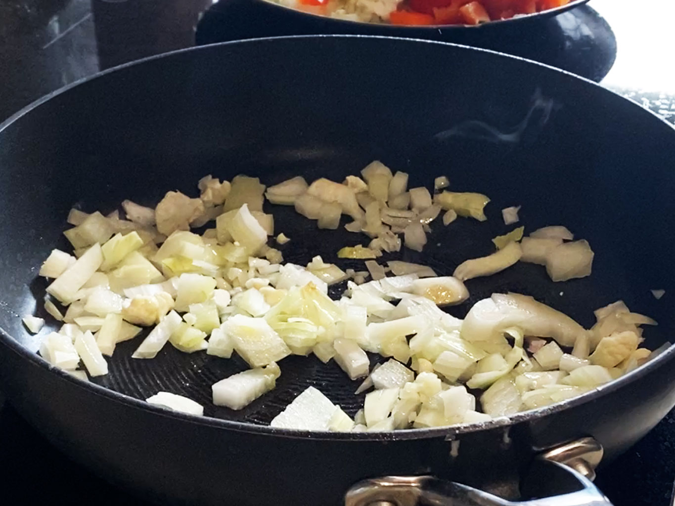 Sautée onions and garlic in olive oil