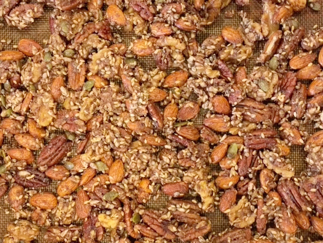 Spread evenly over a lined baking tray