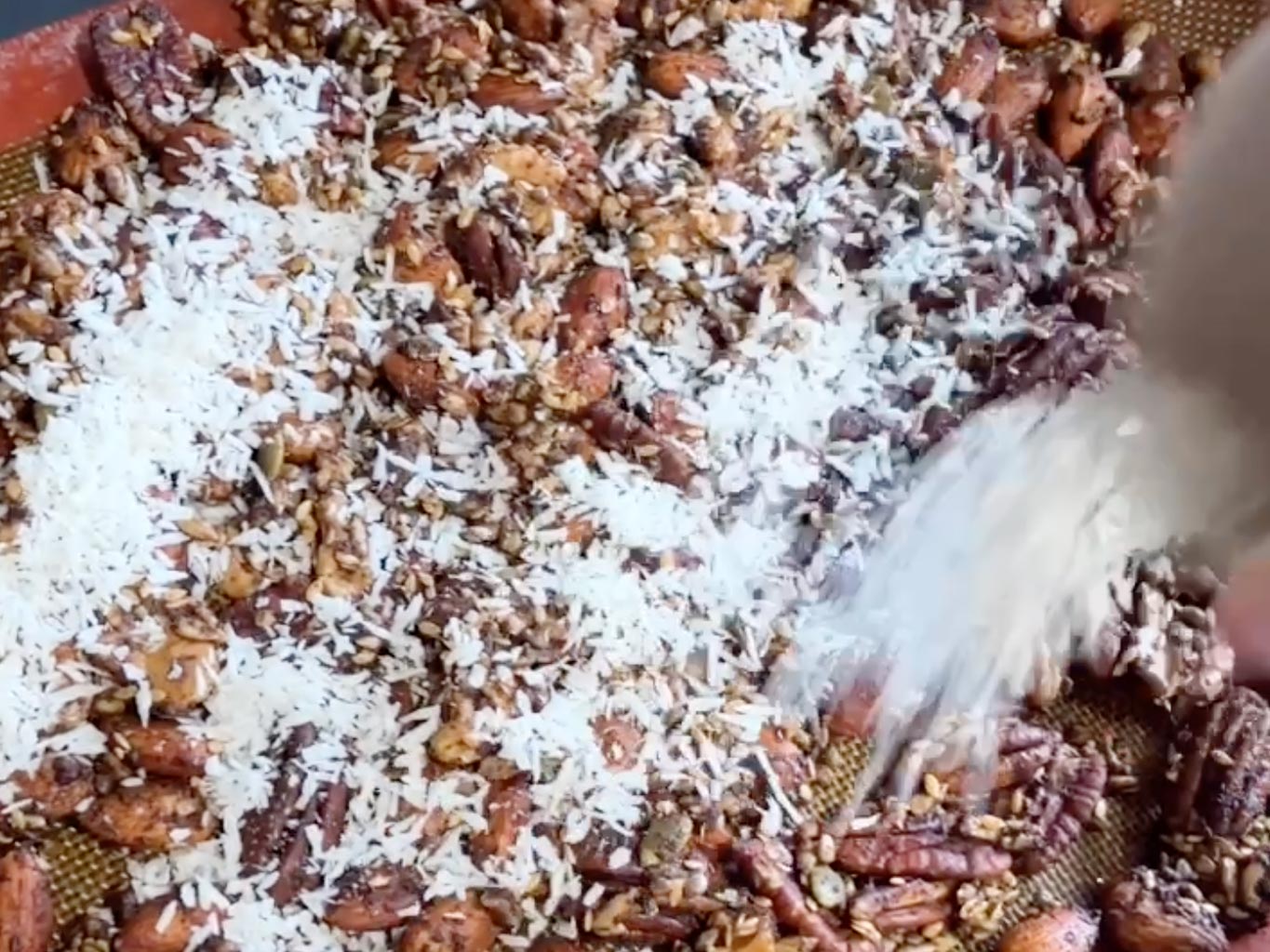 Sprinkle desiccated coconut over for the final 10 minutes of cooking