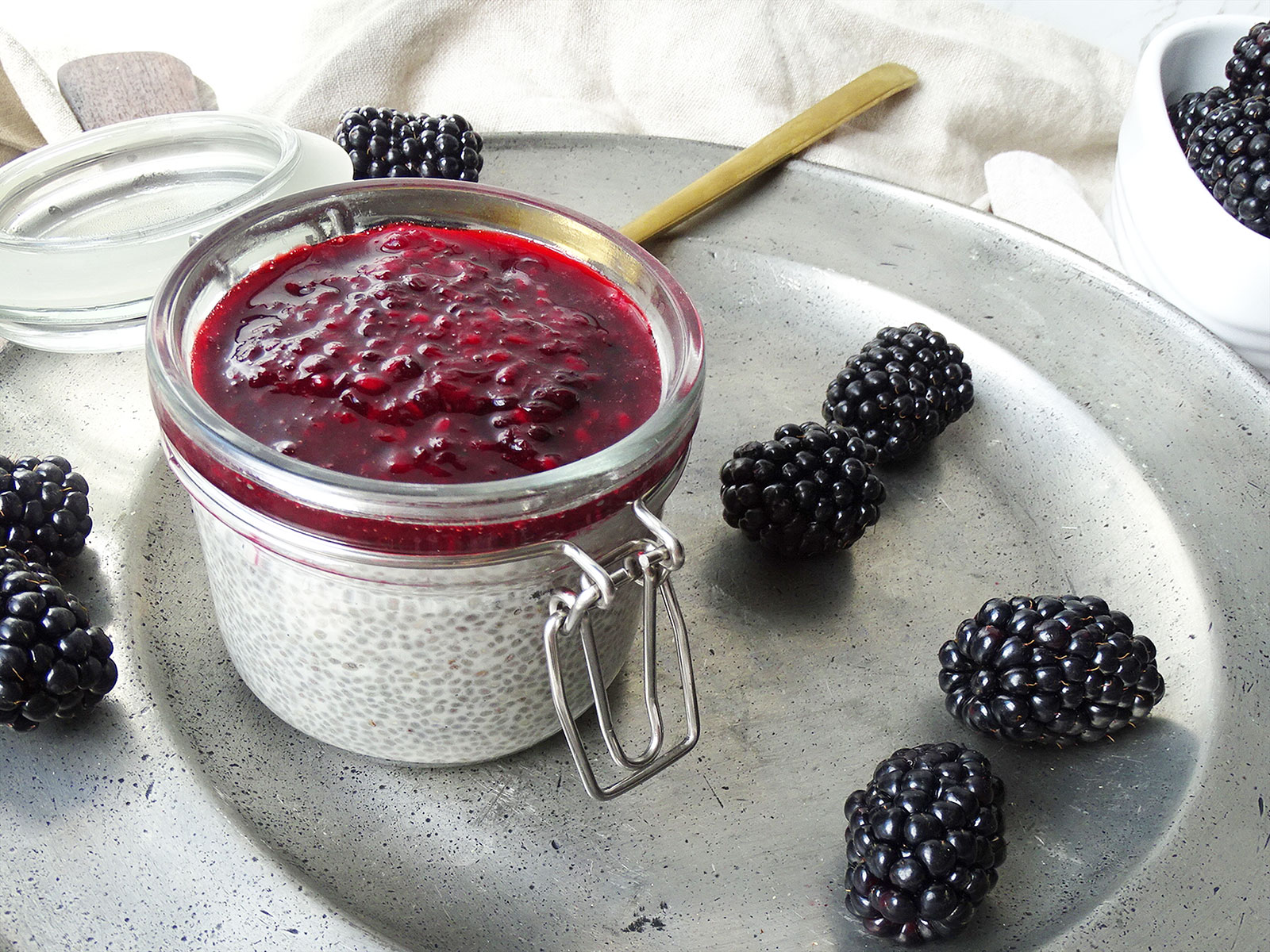 Coconut Blackberry Chia Pudding - No Sugar