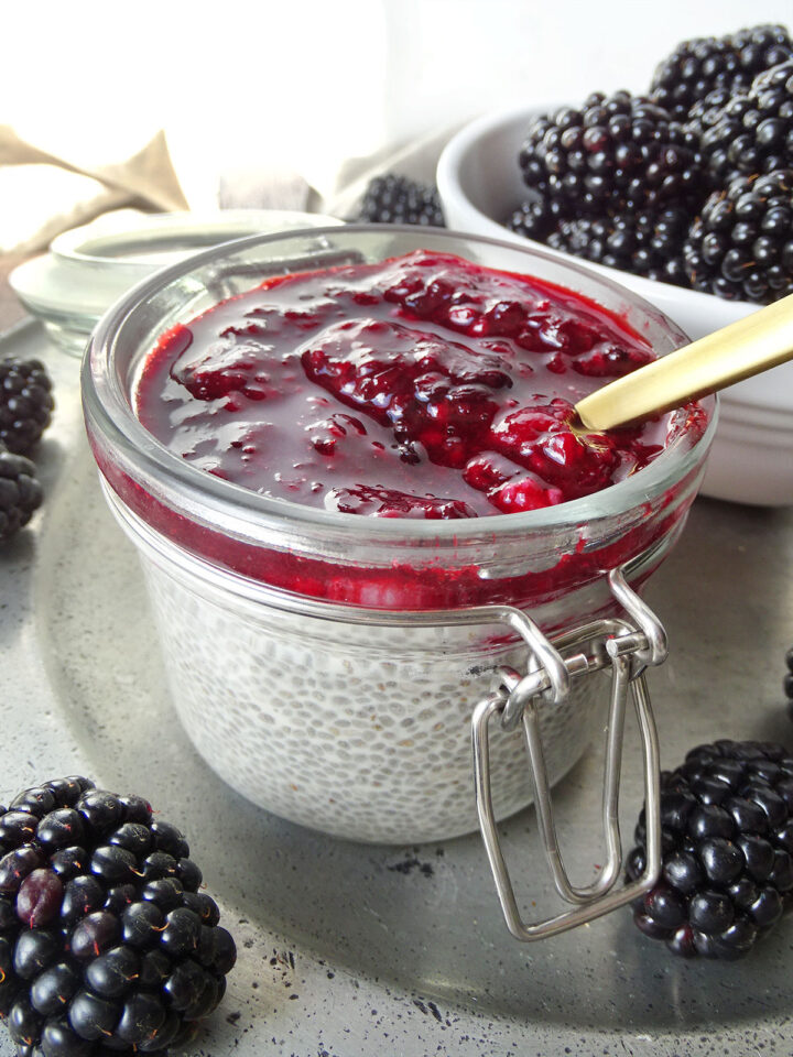 Coconut Blackberry Chia Pudding - No Sugar Dairy Free