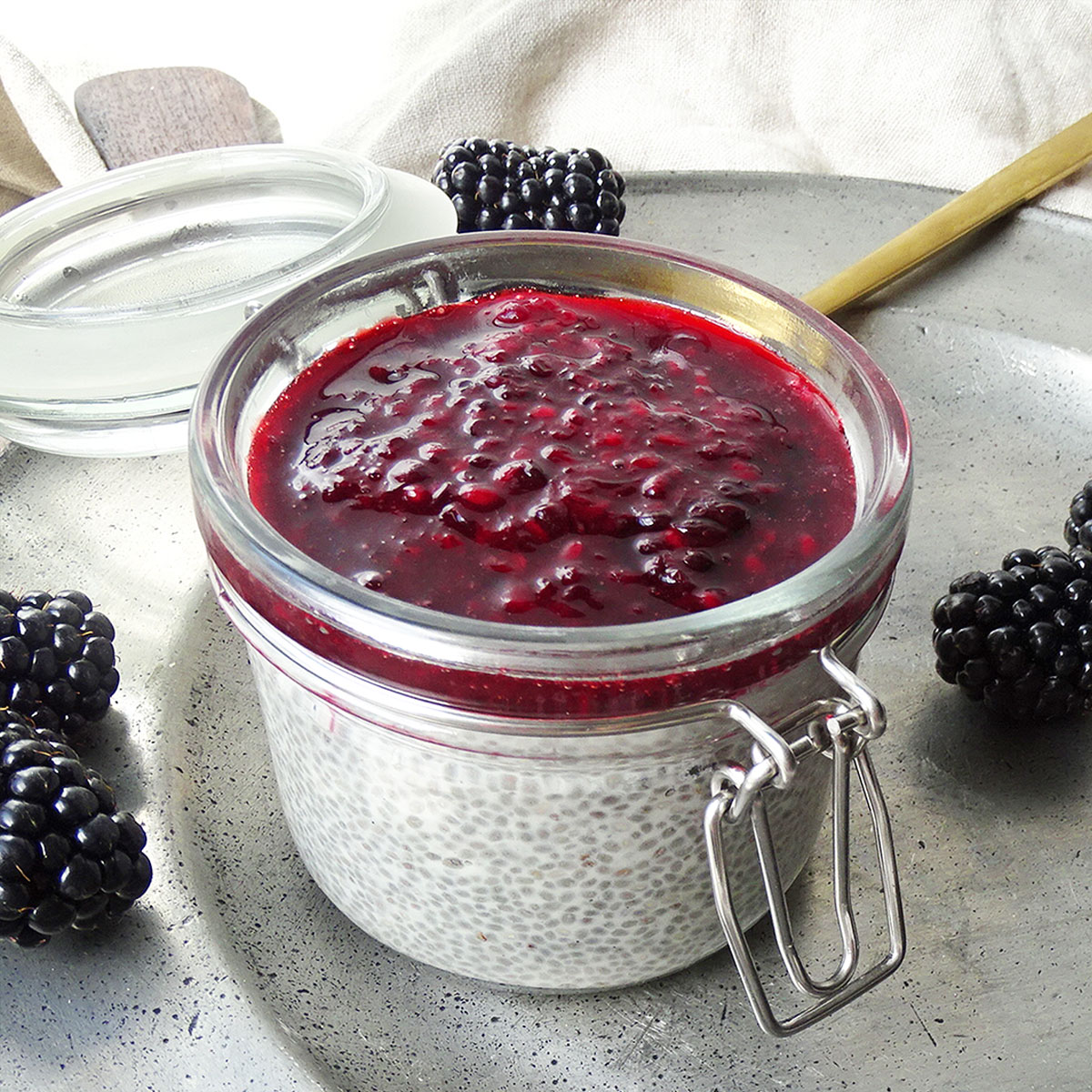 Sugar Free Coconut Blackberry Chia Pudding