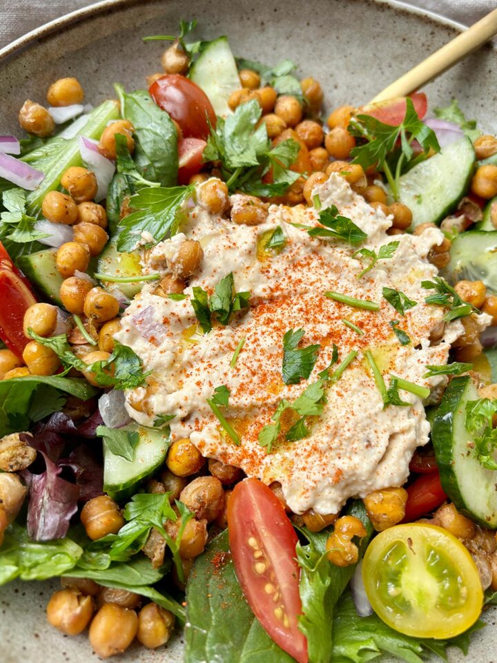 Baked Chickpea Hummus Salad - Healthy Recipe