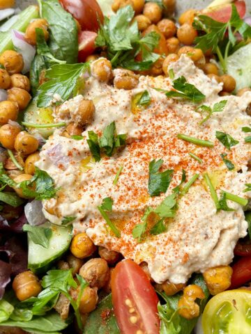 Baked Chickpea Hummus Salad - Healthy Lunch Recipe