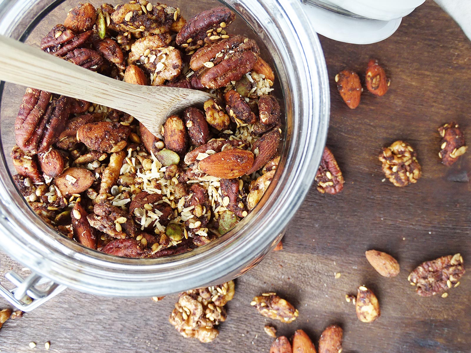 Grain-Free Nut and Seed Granola in a Glass Jar
