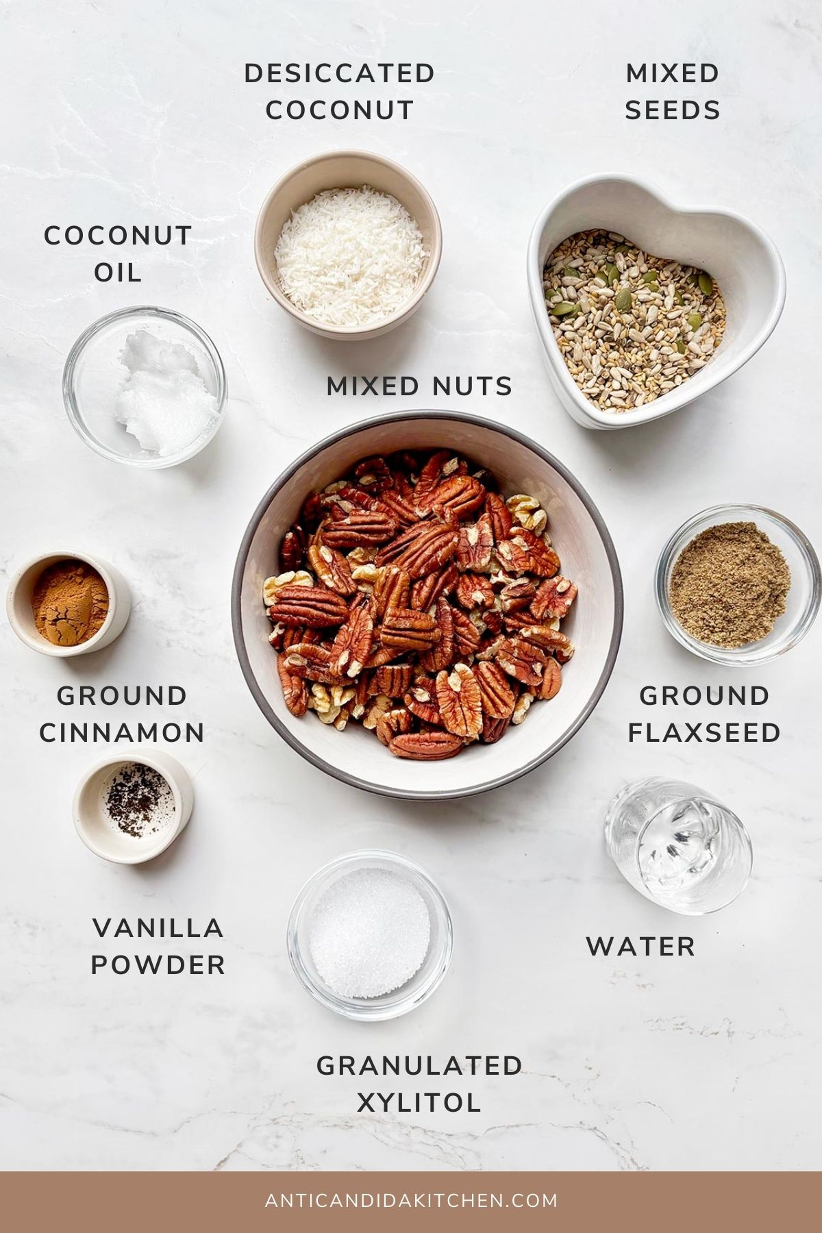 Grain-Free Nut and Seed Granola - Oat Free Sugar Free Ingredients