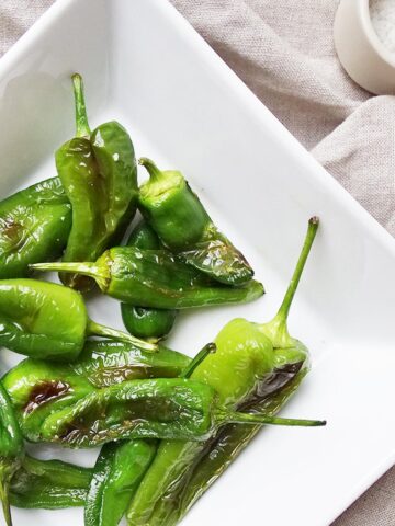 Blistered padron peppers with olive oil and sea salt